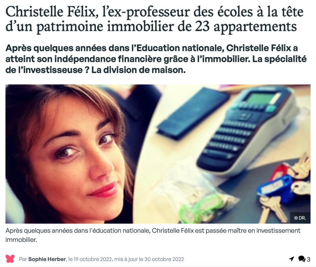 Christelle Félix interviewée par Sophie Herber pour le site MySweetImmo