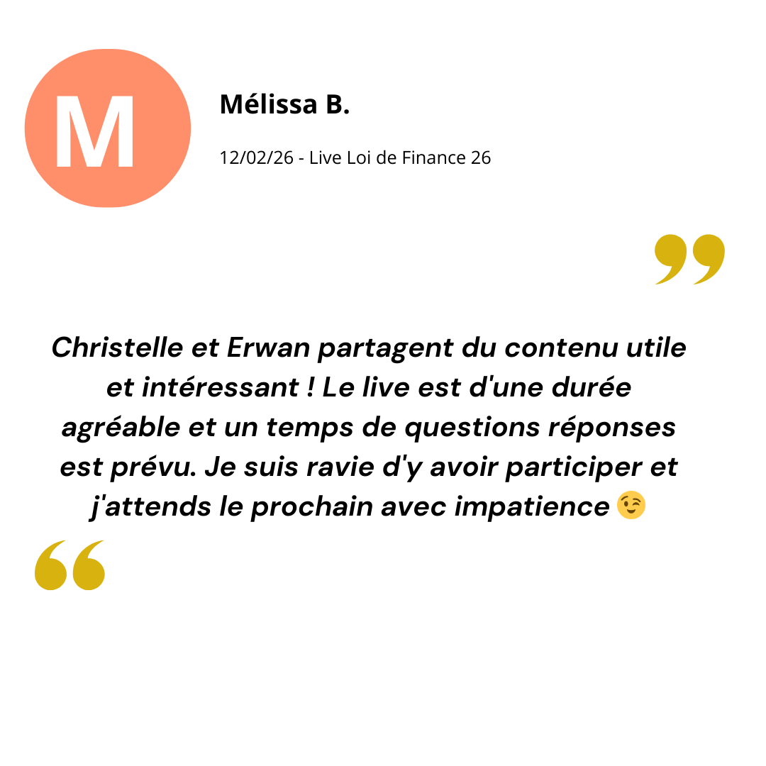 Avis Mélissa B. Live Loi de finance 2026